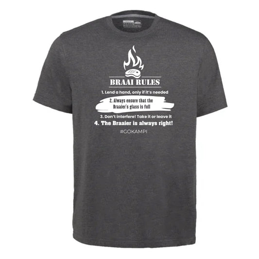 "Braai Rules" Charcoal T-shirt Kampi.co.za